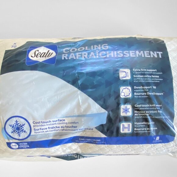 Sealy Cool Touch King Size Extra Firm Pillow New In Bag - Picture 1 of 6